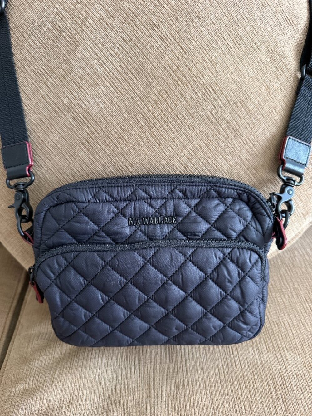 MZ Wallace Small Metro Quilted Black Nylon Camera Crossbody Bag